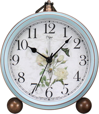 Maxspace 5.2in Analog Clock, Retro Silent Desk Clock Non-Ticking & Battery Operated with Quartz Movement,Clock Decor for Bedroom Living Room