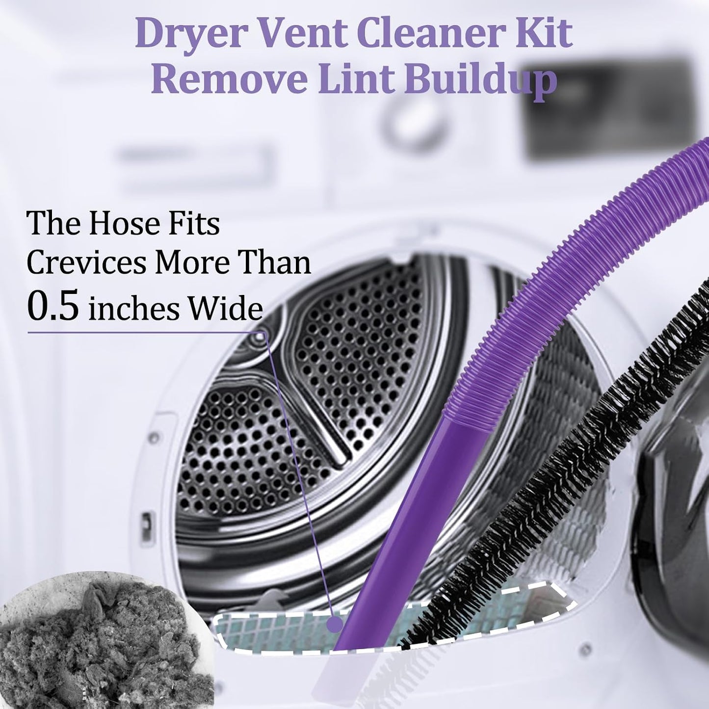 Dryer Vent Lint Vacuum Atttachments and Crevice Tool for Dyson | Gen 5 V15 V15s V12 V11 V10 V9 V8 V7 Detect Outsize Slim Absolute Cyclone Vacuum Dryer Lint Flexible Remove Tool Cleaner Kit