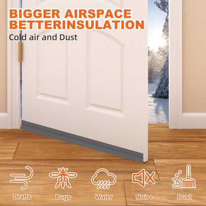 Door Draft Stopper, Door Sweep for Bottom of Door, Weather Stripping Door Seal Gap Filler Bottom Blocker Soundproofing Cold Air Insulation Save Energy Install Quickly Easily (Black, 39‘’)