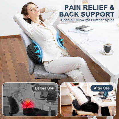 Lumbar Support Pillow,Ergonomic Memory Foam Lumbar Pillow for Chairs Black