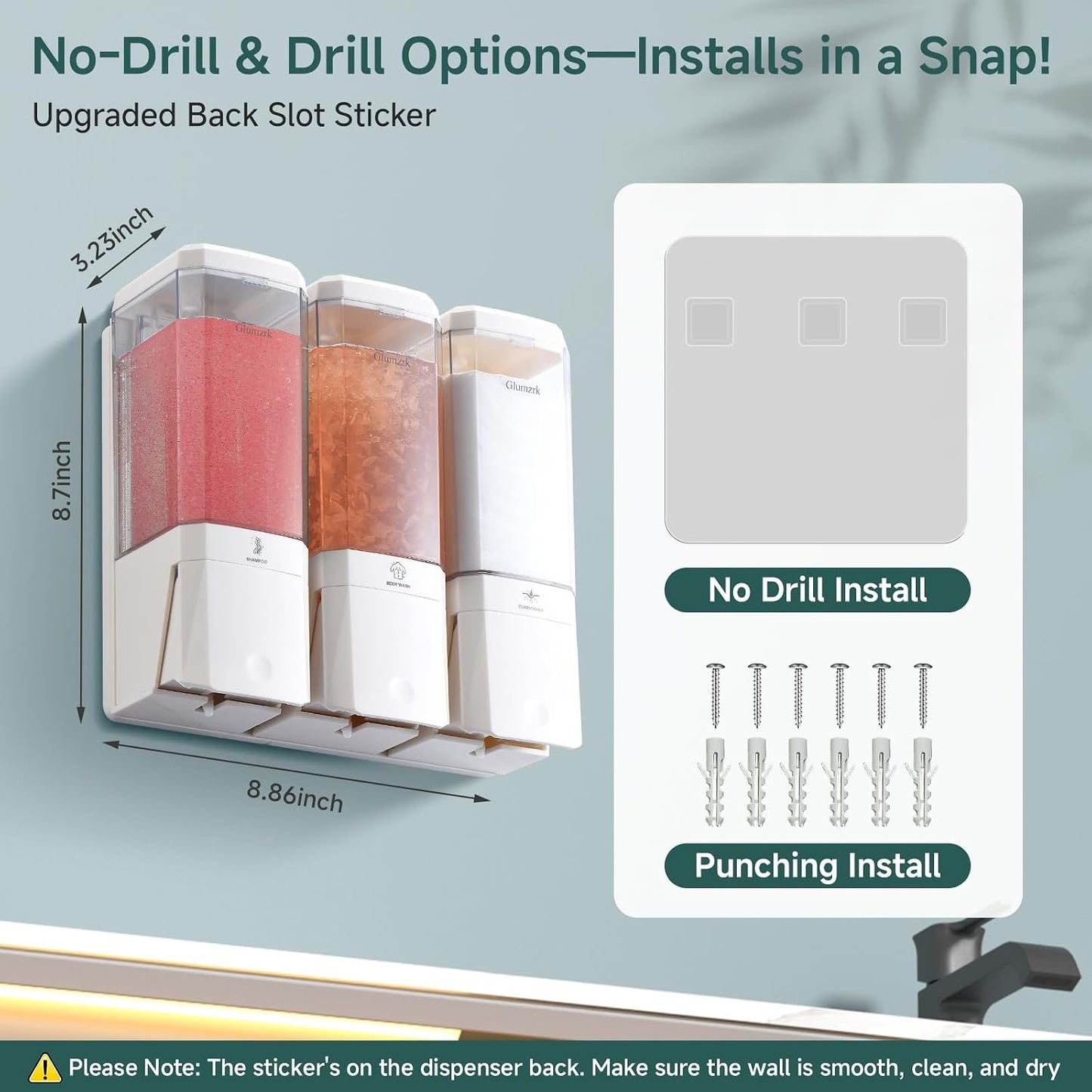Shampoo and Conditioner Dispenser 3 Chamber No Drill Shampoo Dispenser for Shower Wall Mounted Shower Soap Dispenser 3 * 500ml Refillable Shower Dispenser for Bathroom Hotel(Black 3 Chamber)