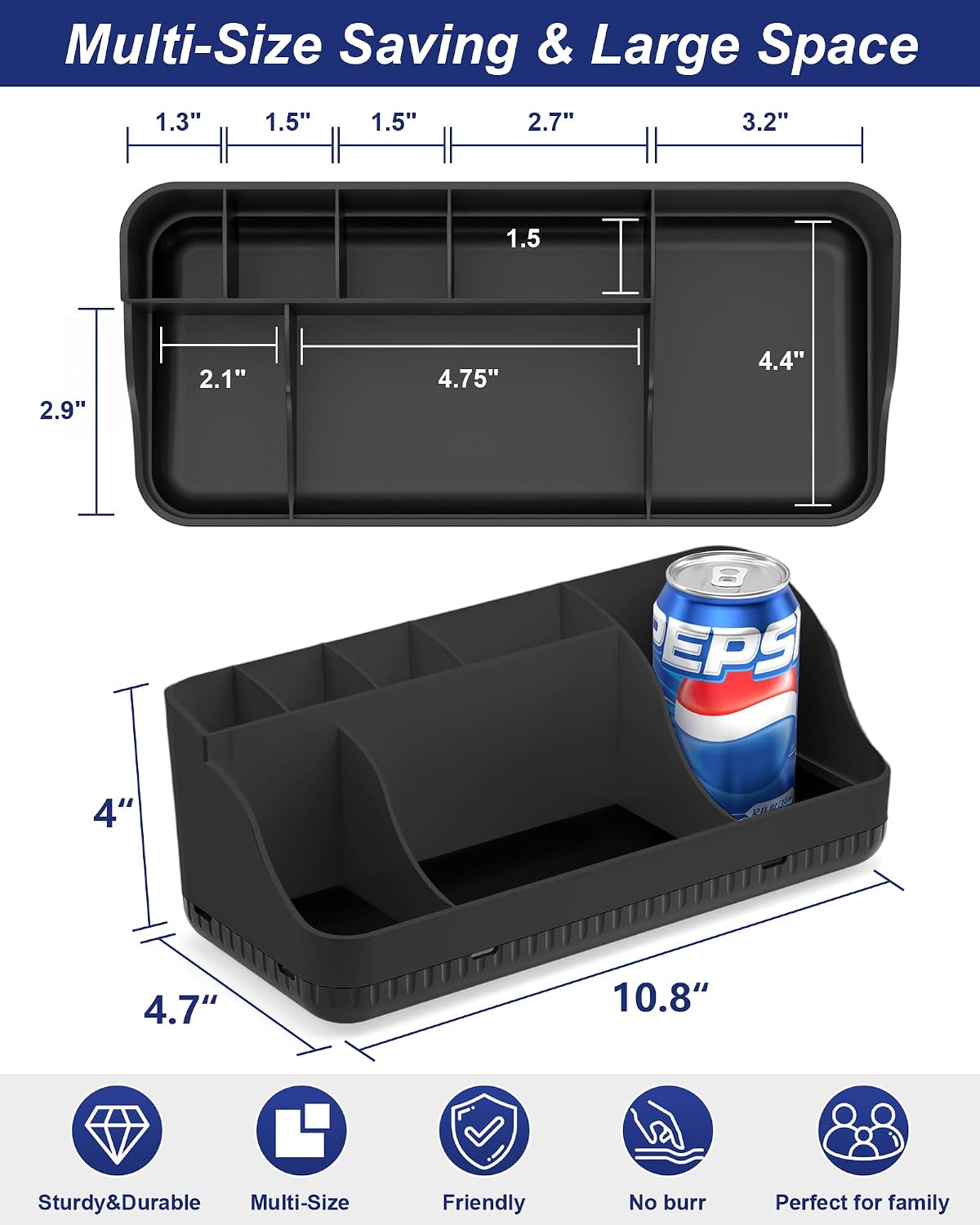 Bathroom Counter Organizer and Storage, 7 Slots Detachable Toothbrush Holders for Bathrooms, Anti-Slip Electric Toothbrush and Toothpaste Holder Countertop Vanity Organizer Accessories for Adults Kids