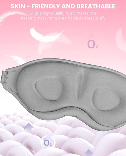 Sleep Mask for Side Sleeper Women Men, Light Blocking Eye Mask for Sleeping, 3D Contoured Cup Sleeping Mask for Zero Eye Pressure, with Adjustable Elastic Strap for Sleep Travel, Pink