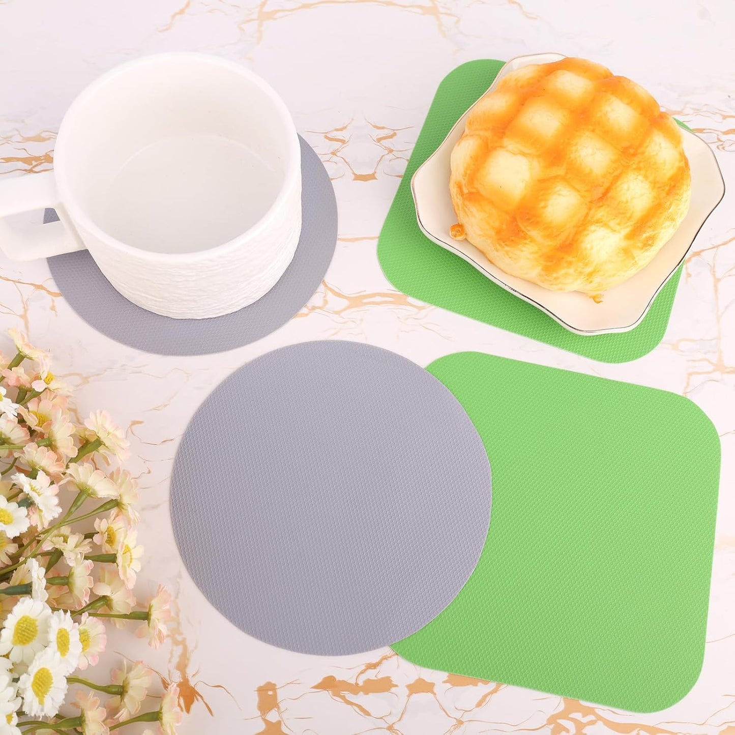 LUTER 4pcs Jar Opener Gripper Pad for Seniors with Weak Hands, Rubber | Multi-function Silicone Bottle Opener Lid Cap Rubber Gripper Pads Kitchen Coasters Gadgets, Light Blue, Green