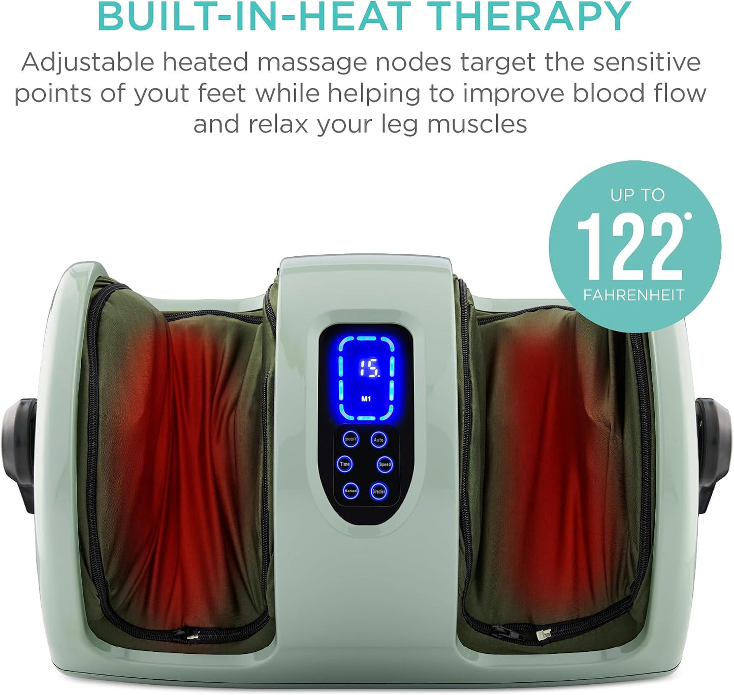 Best Choice Products Shiatsu Foot Massager with Heat for Plantar Fasciitis & Neuropathy, Kneading Foot & Calf Massager with Remote, 360° Adjustable Handle, Rolling & Compression Massage - Navy