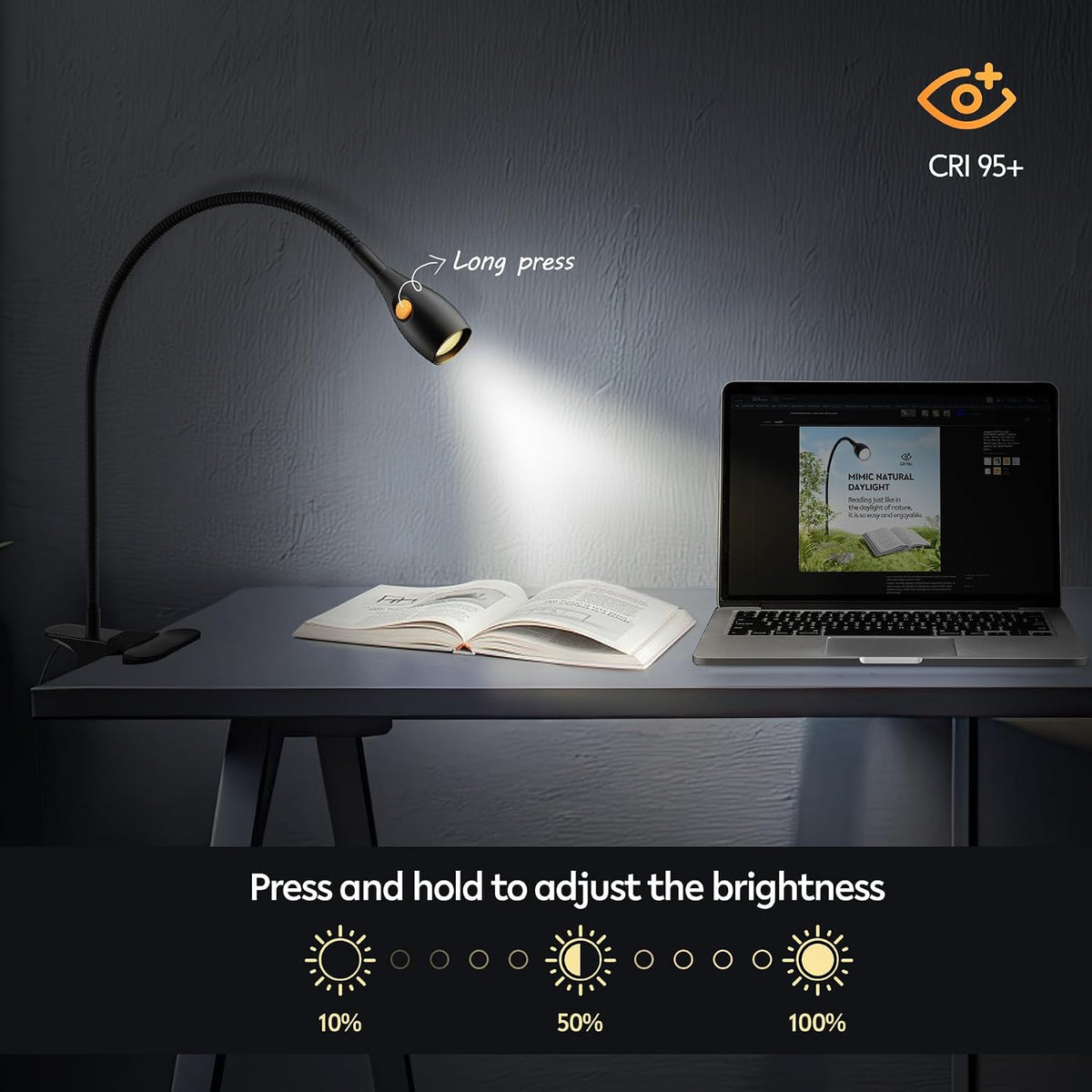 acegoo Minimalist Clip On Reading Light, Head Switch Headboard Book Lamp