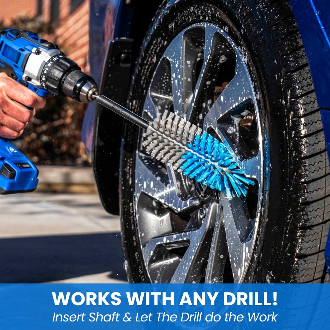 Multi-Purpose Drill Brush Attachment, Showers, Tubs, Carpet, Tile, Grout, Medium Bristle for Ultimate Cleaning Power