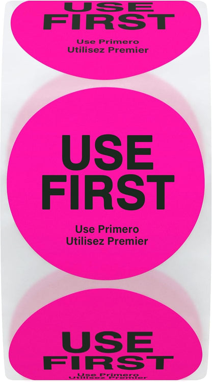 500 Pcs 1.5" Use First Stickers Small Stickers Circle Label Dot Labels Fluorescent Paper, Fluorescent Green