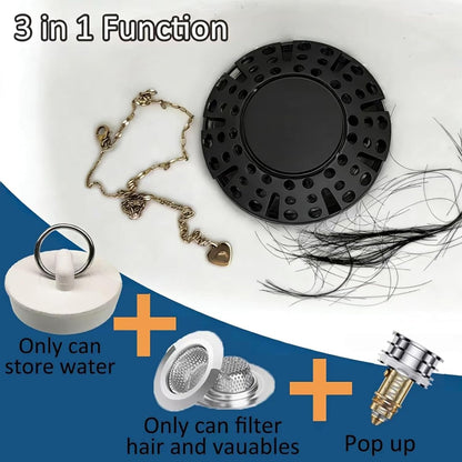 AzWzz Universal Tub Stopper Bathtub Drain Plug, Pop Up Tub Drain Hair Catcher, Drain Cover with Strainer, for 1-3/8 to 2in Bath Drain Hole