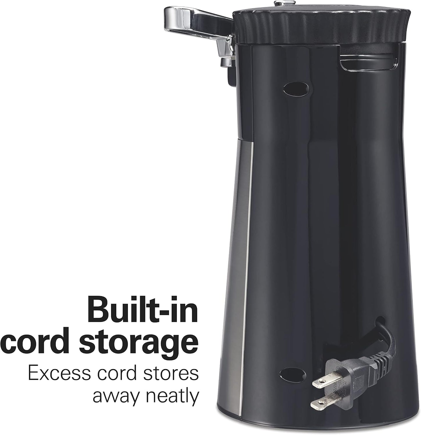 Hamilton Beach OpenStation Electric Can Opener With Automatic Shutoff | SureCut Technology Easily Aligns Cans | OpenMate Multi-Tool Jar & Bottle Opener | Cord Storage | Stainless Steel | 76382FJ