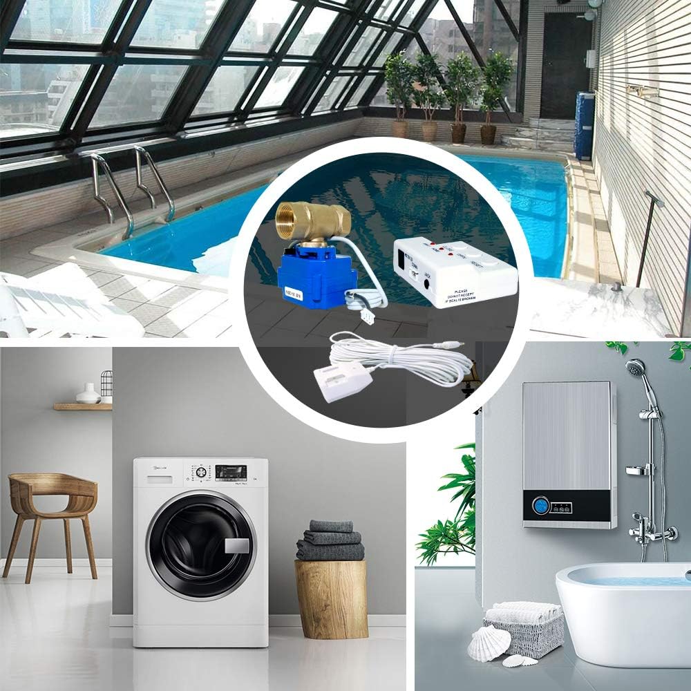 E-SDS Automatic Water Leak Detector with Shutoff Valve, Sounds Alarm | Water Leak Shut Off Valve System for Pipes 3/4 NPT, Flood Prevention for Laundry,Water Heaters and More