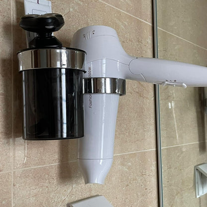 Hair Dryer Holder For Wall Mount , Bathroom Cabinet Door Blow Dryer Stand | Blow Dryer Holders - Extra Large Rim Compatible with Most Hair Dryers, Mount Chrome Finished (Silvery)