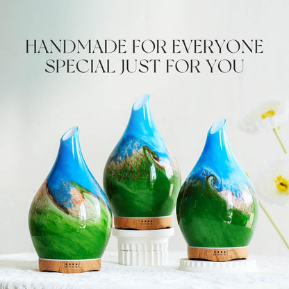 Porseme Essential Oil Diffuser 280ml Handmade Glass Diffuser 7H Runtime | Elegant Handmade Glass Aroma Diffuser with 7-color LEDs, Quiet Aromatherapy and Safe Auto Shut-off, Perfect for Gifts