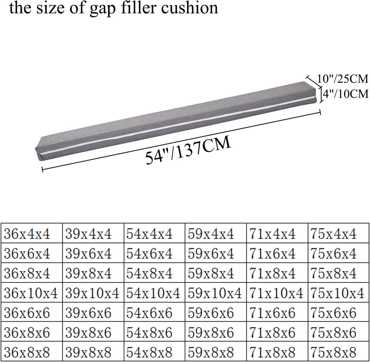 SAMTY Bed Gap Filler for headboard Space Gap Filler Bolster Stopper 54x6x4