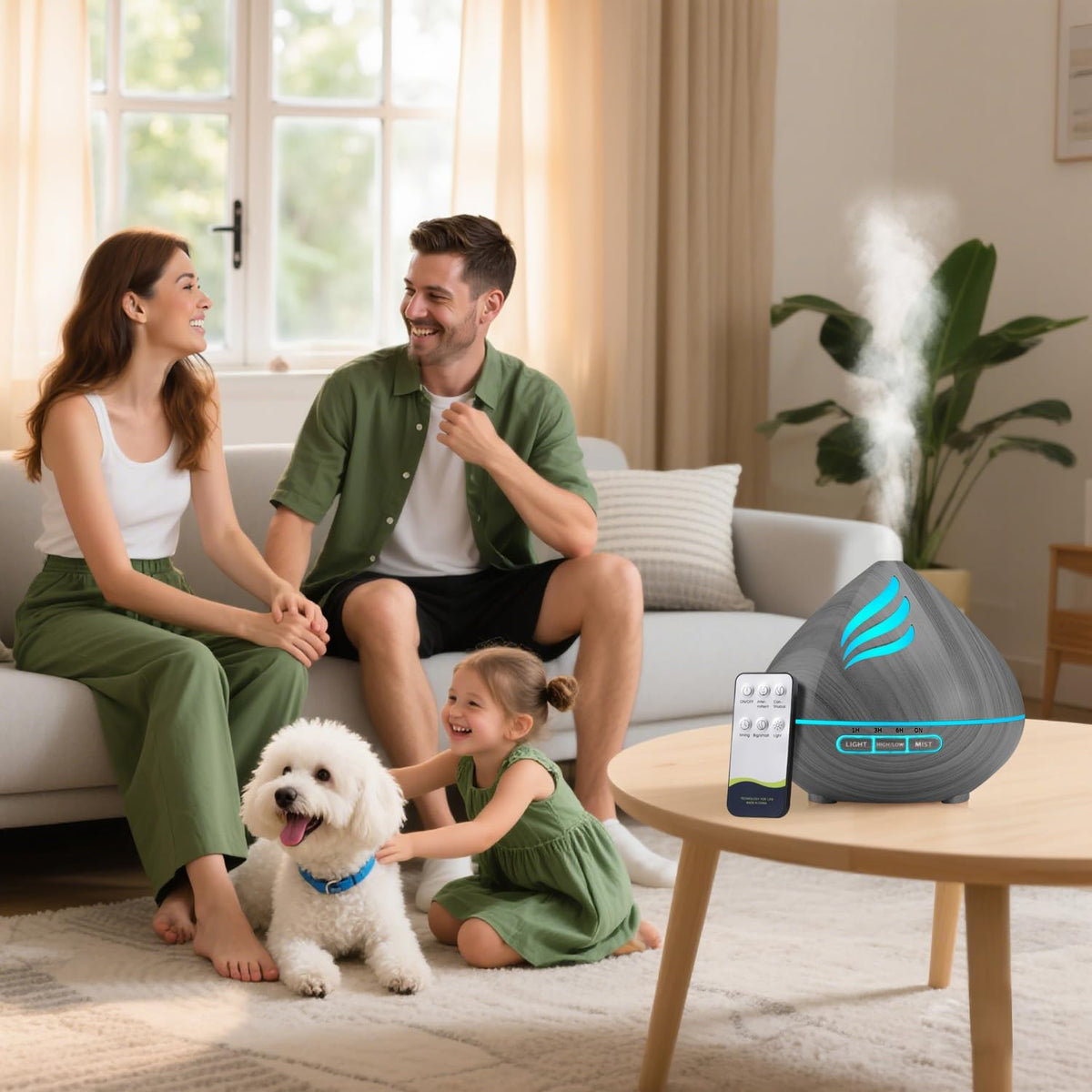 500ML Essential Oil Scent Diffuser: Remote Control &14 Colors LED - Black