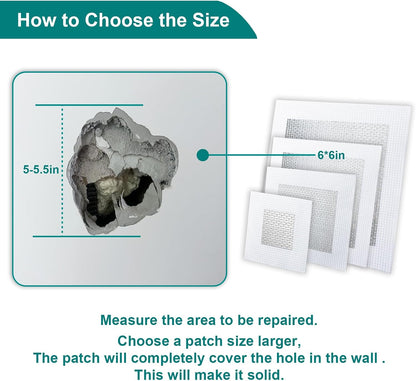 WYIRONG 10 Pack Drywall Repair Kit for Large Holes, 4/6/8 Inch Dry Wall Patch Kits for Erase a Small Nail Hole, Plaster Wall Patching Self Adhesive Aluminum Mesh with Scraper and Sandpaper