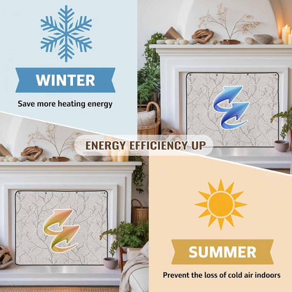 Magnetic Fireplace Cover White Vines Fireplace Screen Decorative Flowers Leaves Tree Branches Insulation Fireplace Blocker Blanket Save Energy Fireplace Draft Stopper Covers for Living Room 39x32 Inch