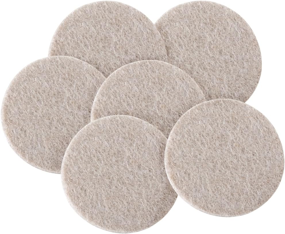 SoftTouch 1.5" Round Reusable Felt Furniture Sliders for Hard Surfaces, Noise-Reducing Adhesive Furniture Moving Pads for Beds, Sofas, Dressers, Set of 24, Beige