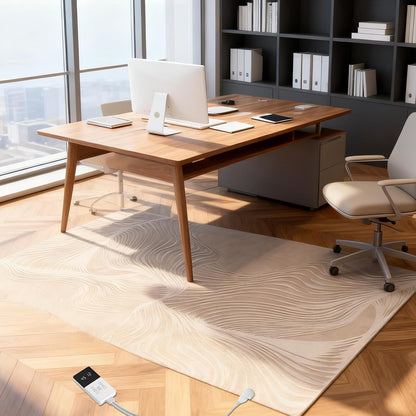 Electric Heated Carpet 35x55in Soft Plush Heating Rug 450W CX | Instant Warmth in 30s, 60 Heat Levels 12h Timer, Energy Efficient Safety Protection Ideal for Home Office Playroom 120V