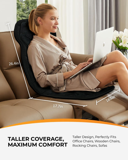 Vibration Back Massager with Heat, Massage Chair Pad with Carry Bag | Foldable heated seat cushion with carry bag, 3 heating zones, 5 modes, 3 intensities, 2 heat levels, 30/60/90 4 timer, office