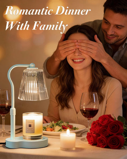 Candle Warmer Lamp with Timer & Dimmable Settings, Adjustable Height Flameless Scented Wax Melter for Jar Candles, Elegant Home Decor Warmer Lamp with 2 Bulbs, Gift for Women Mom Friend Family, White