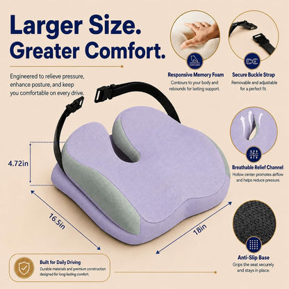 Memory Foam Ergonomic Seat Cushion for Office Chairs Pain Relief