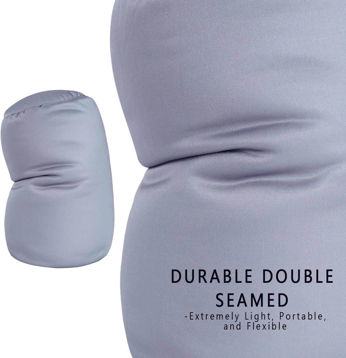 Squishy Microbead Neck Pillow, 7Inch x 12Inch Soft Travel Body Bed Pillow Bean Pillow for Kids Adult Chair Sleeping Car Seat, Fun Dormroom (Sky Blue)