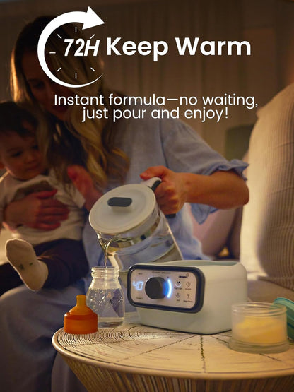 GROWNSY Baby Instant Warmer & Glass Water Boiler with LCD Display and Timer | Accurate Temperature Control for Formula, Coffee and Tea, 1.2 Liter Electric Kettle,Water Warmer for Baby Formula