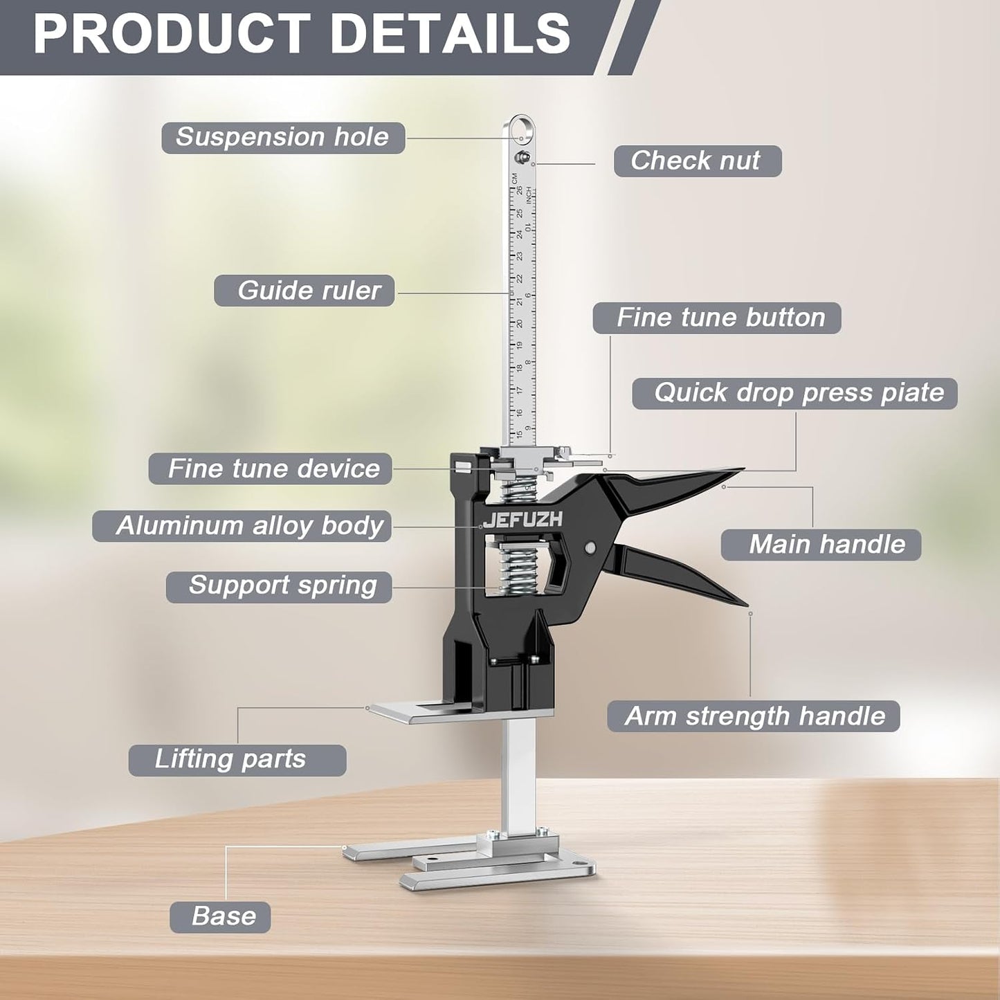 Labor Saving Arm Jack 2 Pack, Load-Bearing 440 lb Multi-Function Height Adjustment Lifting Device, Hand Furniture Lifter Tool, Furniture Jack for Lifting Door Furniture, Wall Tile Positioning