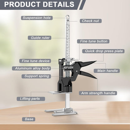 Labor Saving Arm Jack 2 Pack, Load-Bearing 440 lb Multi-Function Height Adjustment Lifting Device, Hand Furniture Lifter Tool, Furniture Jack for Lifting Door Furniture, Wall Tile Positioning