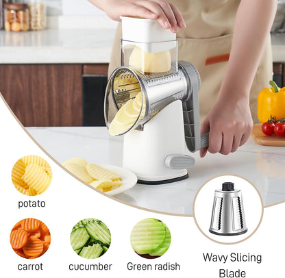Weltonhm 4 in 1 Large Cheese Grater Hand Crank (White Grey 4 Graters)