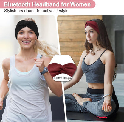 2-Pack Bluetooth Headband for Women, Wirless Headband with HD Stereo Speakers, Fashion Headband Headphones for Workout, Running, Yoga, Travel, Casual Wear, Meditation