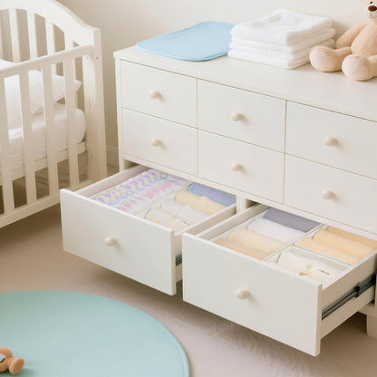 Drawer Organizer Clothes, 10 Pack Dresser Organizer for Baby Clothes, Underwear, Sock- Foldable Closet Organization and Storage Dividers Bins for Nursery, Bedroom (Beige)
