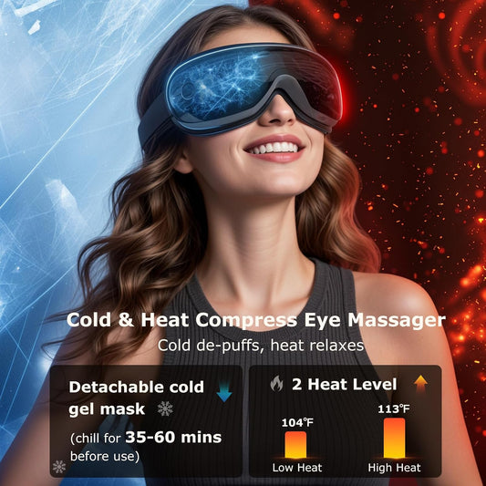 ALLJOY Eye Massager with Heat and Cooling, FSA Eligible HSA | Eye Massager with Removable Gel Mask, Birthday Gifts for Women Men Her Him Eye Care Devices for Migraine, Reduce Dry Eyes