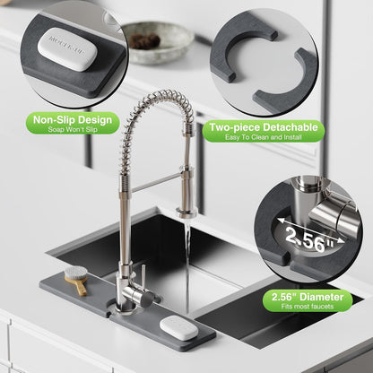 Premium Stone Faucet Mat for Kitchen Sink, 30" x 4" White | Quick Drying & Water Absorbent, Sink Splash Guard Tray for Prevents Moisture Buildup