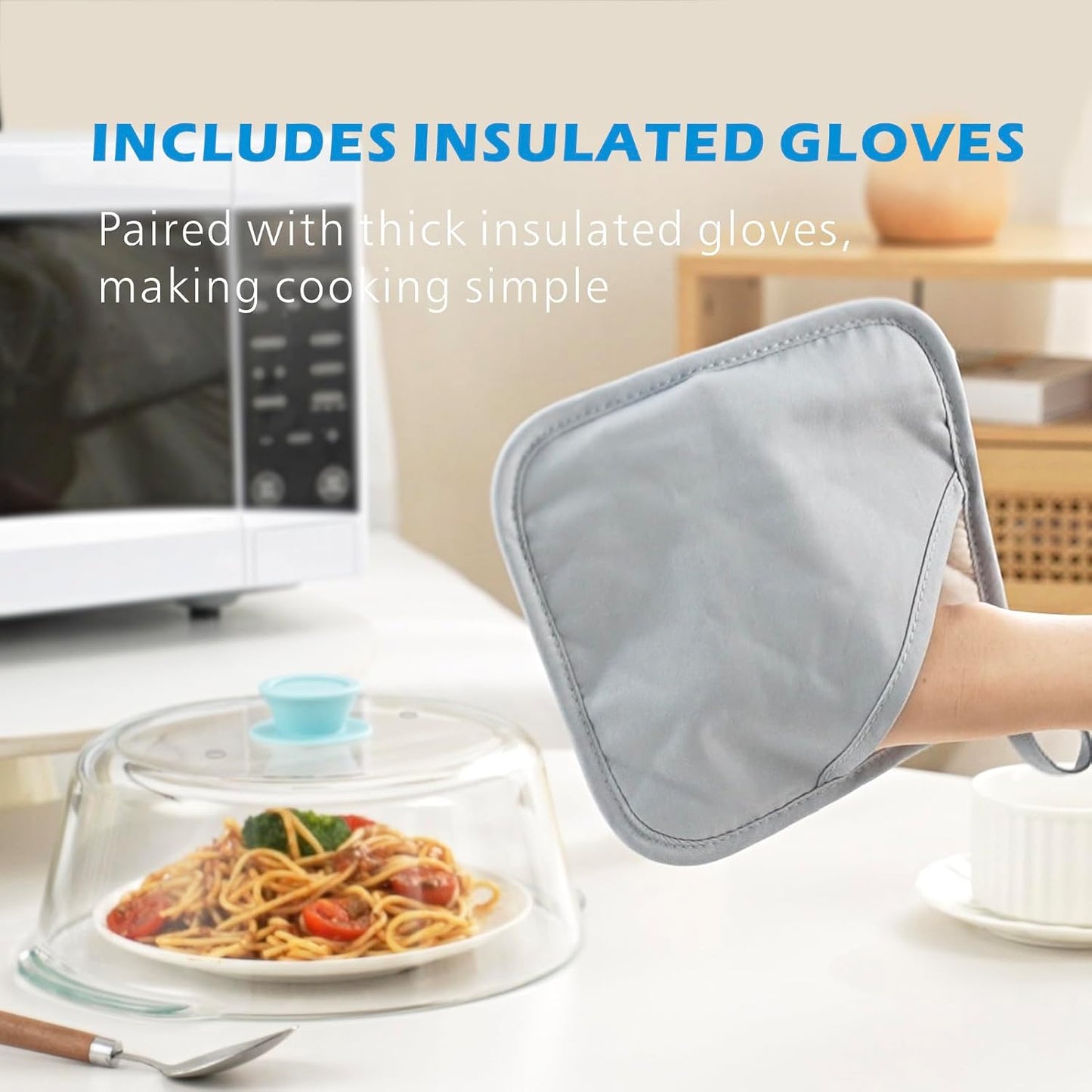 Tall Glass Microwave Splatter Cover for Food, 10in Food Grade Guard Lid | No Plastic, BPA Free, Dual Vents, Silicone Knob, 3.9in Tall for Bowl Covers, Microwave Lid for Food Heating, Dishwasher Safe