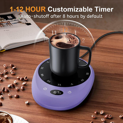 MEION Coffee Mug Warmer for Desk, Coffee Cup Warmer, 4 Temp Settings & 1-12H Timer, Coffee Warmer with Auto Shut Off Smart Gravity Sensor, Beverage & Candle Warmer Coffee Gifts Accessories(Black)