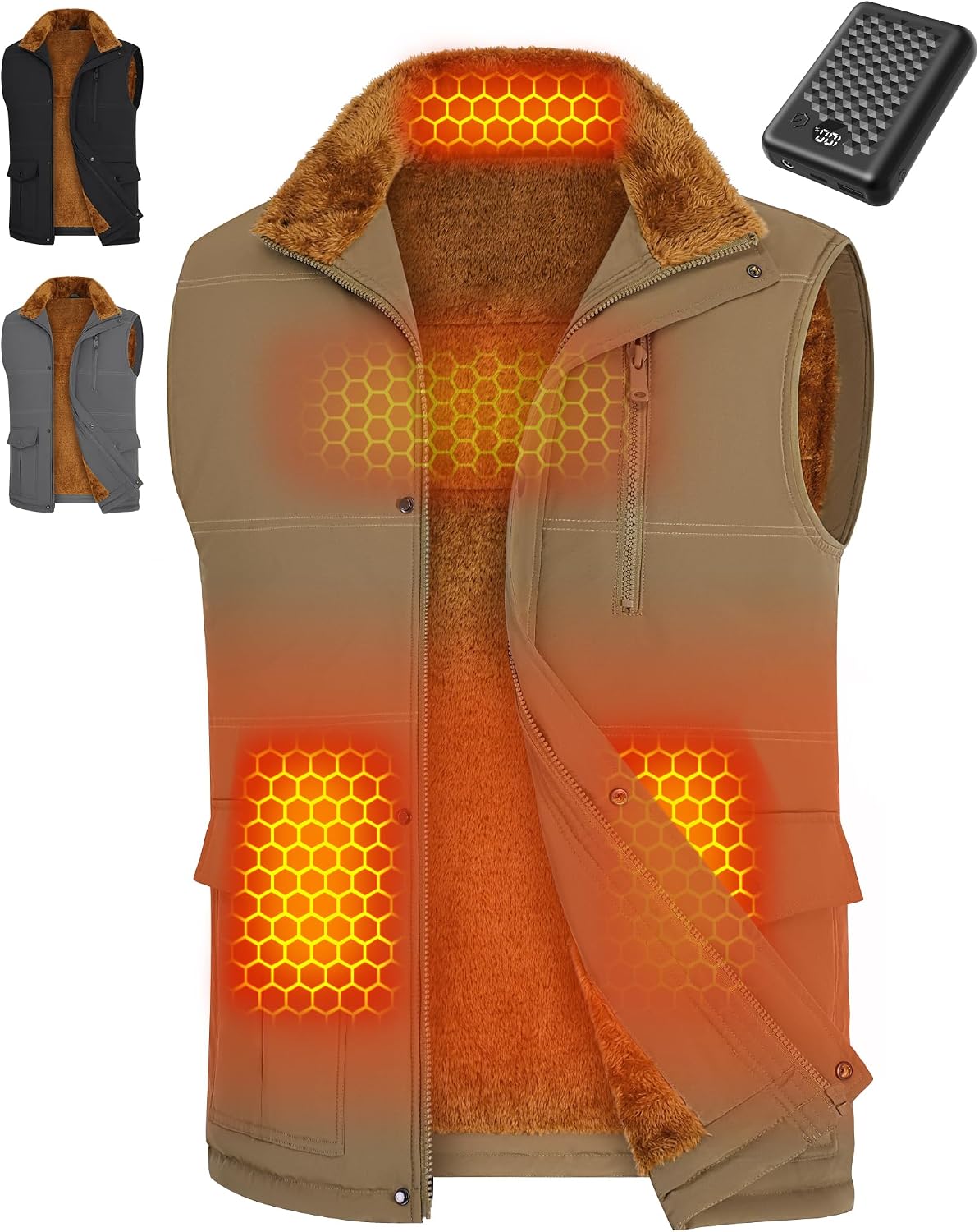 Wulcea Graphene Heated Vest Fleece For Men 7.4V Fast Charge Large Capacity Battery