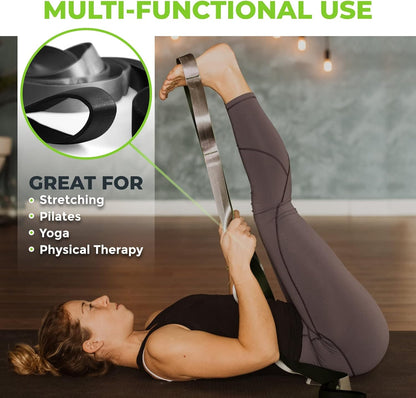 Stretching Strap for Physical Therapy, 12 Multi-Loop Stretch Strap 1.5" W x 8' L, Neoprene Handles, Physical Therapy Equipment, Yoga Straps for Stretching, Leg Stretcher.