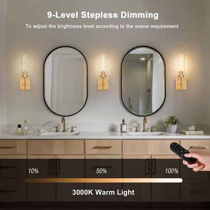 Wireless Wall Sconces with Remote Control, Battery Operated Wall Sconce Set of 2, Black & Gold Rechargeable Dimmable Wall Light for Bedroom Living room Bathroom Hallway Entryway Stairwell, 3000K