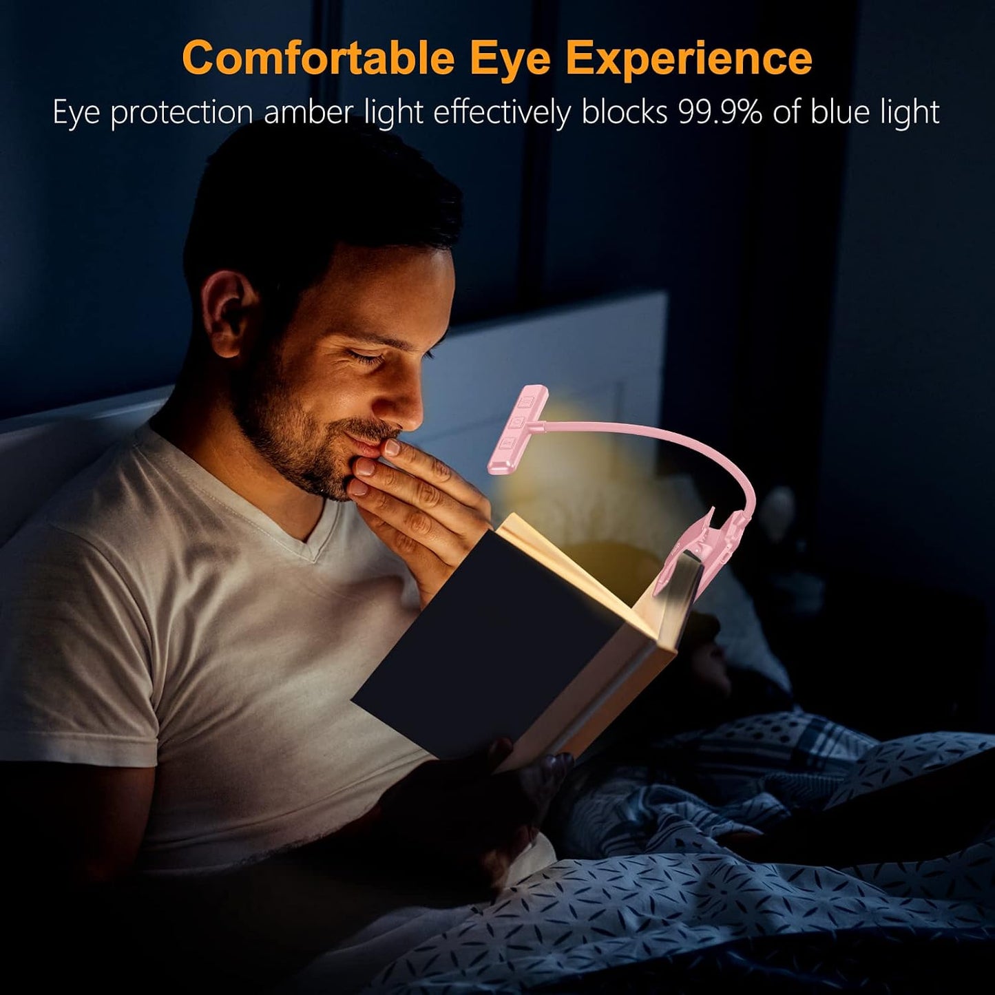 Gritin 19 LED Rechargeable Book Light for Reading in Bed | Eye Caring 3 Color Temps,Stepless Dimming Brightness,Memory Function,90 Hrs Runtime Lightweight Clip on Light for Book Lovers
