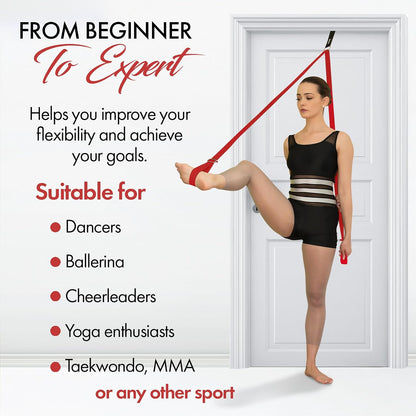 Stretching Strap with Door Anchor for Splits and Flexibility Training | Improve Leg Flexibility at Home, Ideal for Ballet, Dance, Cheerleading, Yoga, Pole Dance and Gymnastics