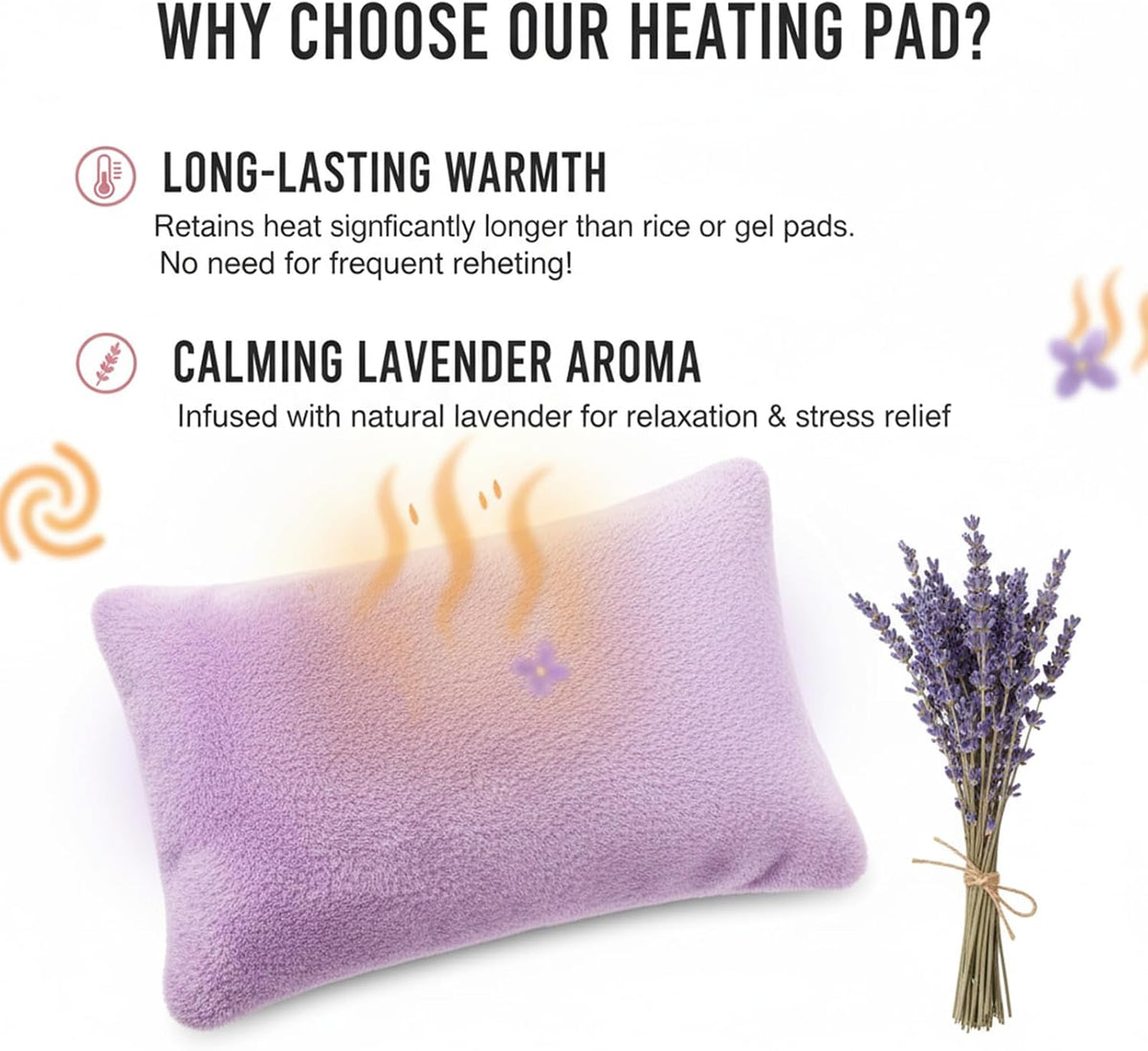 Microwavable Heating Pad - Multi-Purpose Warm Relief for Neck, Shoulders, Lumbar Muscles, Colic & Upset Stomach, Soft Skin-Friendly Fabric, Portable for Home/Office/Travel