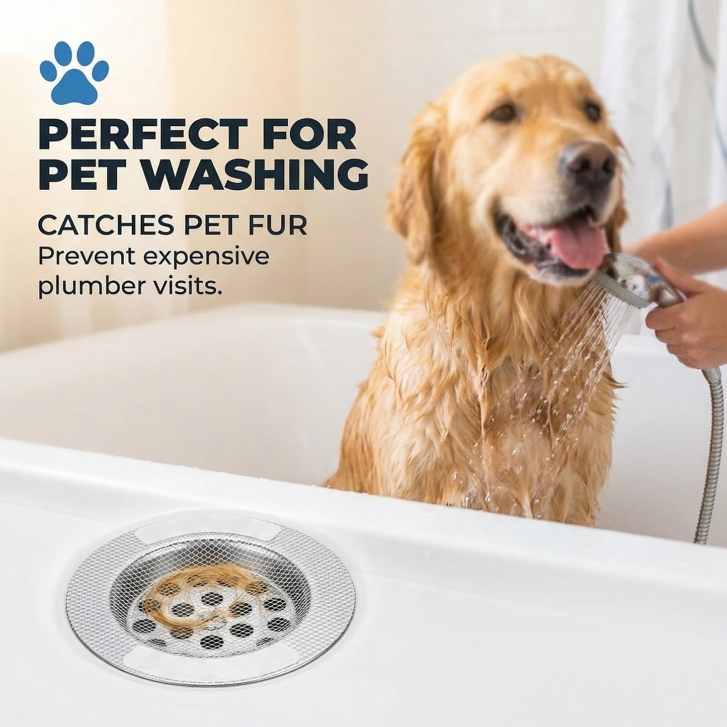 50 Pack Square Disposable Shower Drain Hair Catcher Stickers | Waterproof, For Bathroom Floor, Sink & Bathtub, Easy-Peel, Clog Prevention & Hygiene