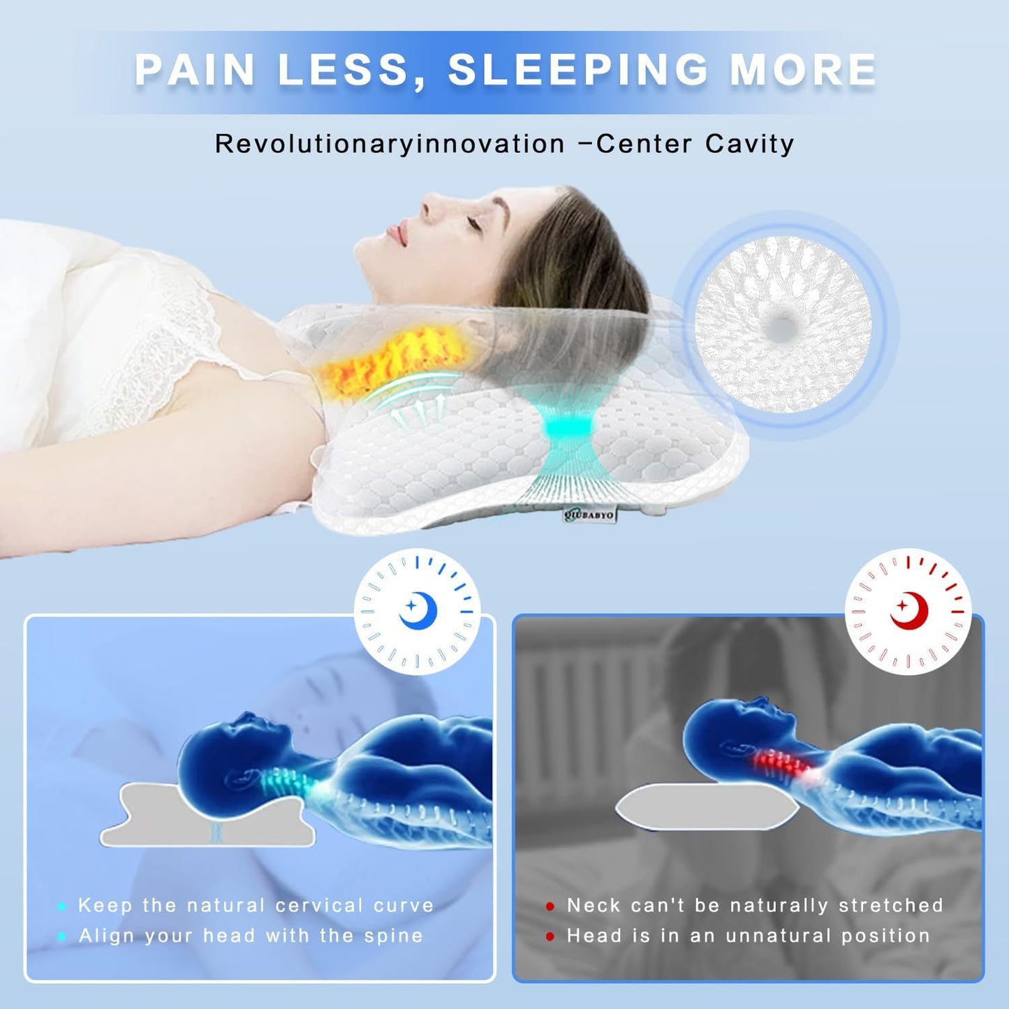 Pain Relief Cervical Pillow for Neck Support, Adjustable Ergonomic Pillow | Cozy Sleeping, Odorless Orthopedic Memory Foam Pillow, Contour Bed Pillow for Side Back Stomach Sleeper