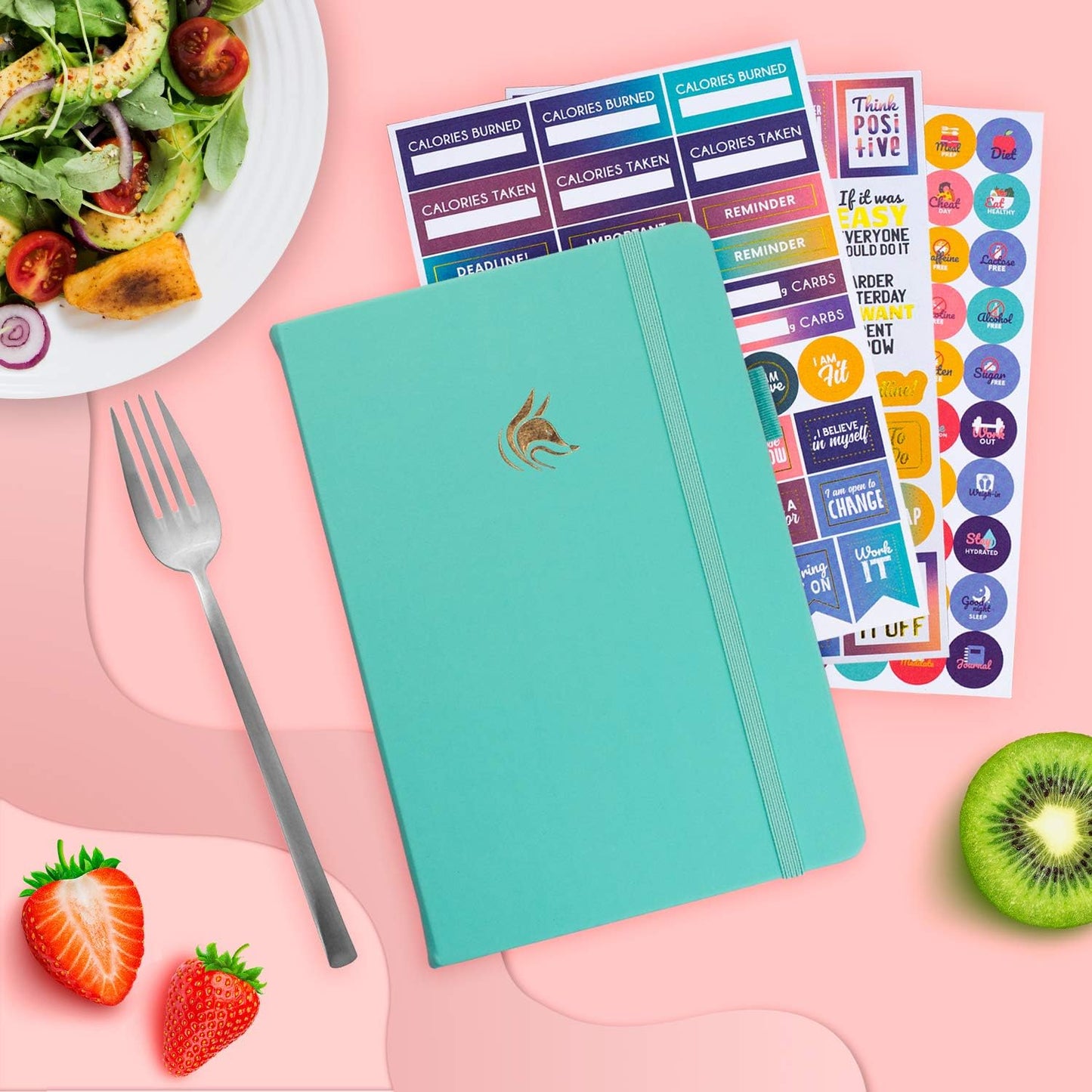 Clever Fox Wellness Planner & Food Journal for Weight Loss, A5 Orange | 5.8"x8.3" nutrition & exercise tracker for women tracking meals, diet & symptom diary, calorie counter notebook, stickers