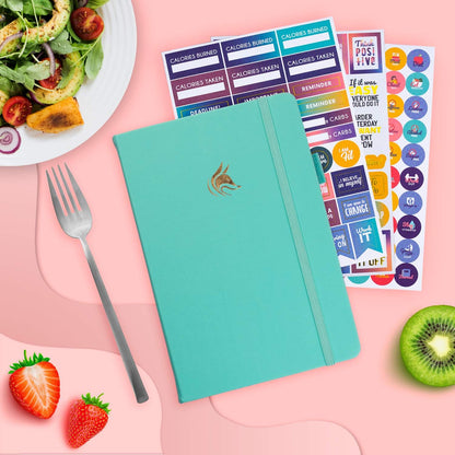 Clever Fox Wellness Planner & Food Journal for Weight Loss, A5 Orange | 5.8"x8.3" nutrition & exercise tracker for women tracking meals, diet & symptom diary, calorie counter notebook, stickers