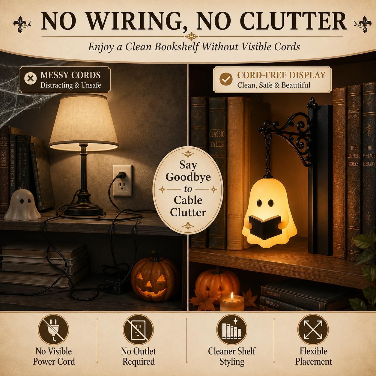 Library Lantern-Decorative Bookshelf Lighting, Mini Bookshelf Lamp Slides Between Books, Warm Amber LED Bookshelf Lights for Book Nook, Shelf Decor Gift for Book Lovers(Classic Lantern)