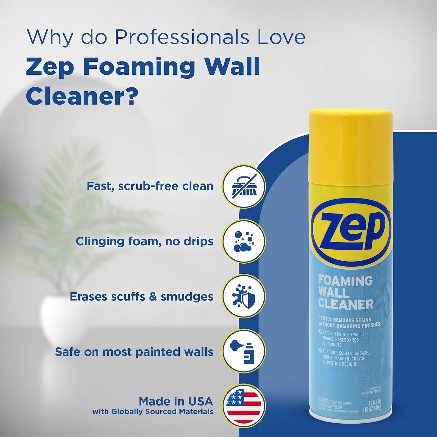 Zep Oven & Grill Cleaner 19oz & Zep Wall Cleaner 18oz - ECBD001 | Heavy-Duty Oven & Grill Cleaner and Foaming Wall Cleaner tackle baked-on grease, wall scuffs, and kitchen messes.