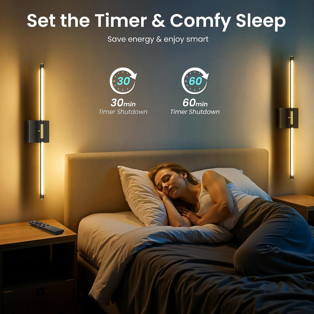 10000mAh Rechargeable Wall Lights, Black Gold, 29 Inch, 3CCT, 2 Pack